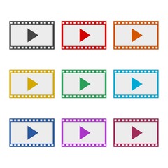 Video player color icons set isolated on white background