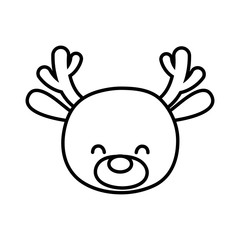 cute deer head cartoon icon thick line