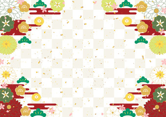 お正月　市松模様　背景