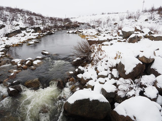 Tundra forest in beautiful snow
