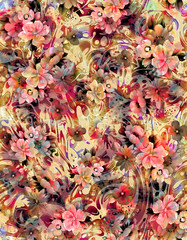 Digital Fabric Print Floral Seamless 