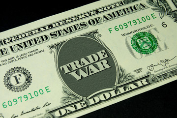 Dollar Geldschein und Handelskrieg
