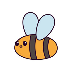 cute flying bee cartoon on white background