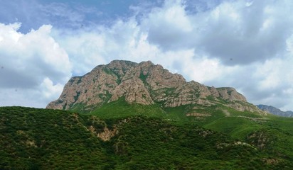 Rocky mountain green and skyline view