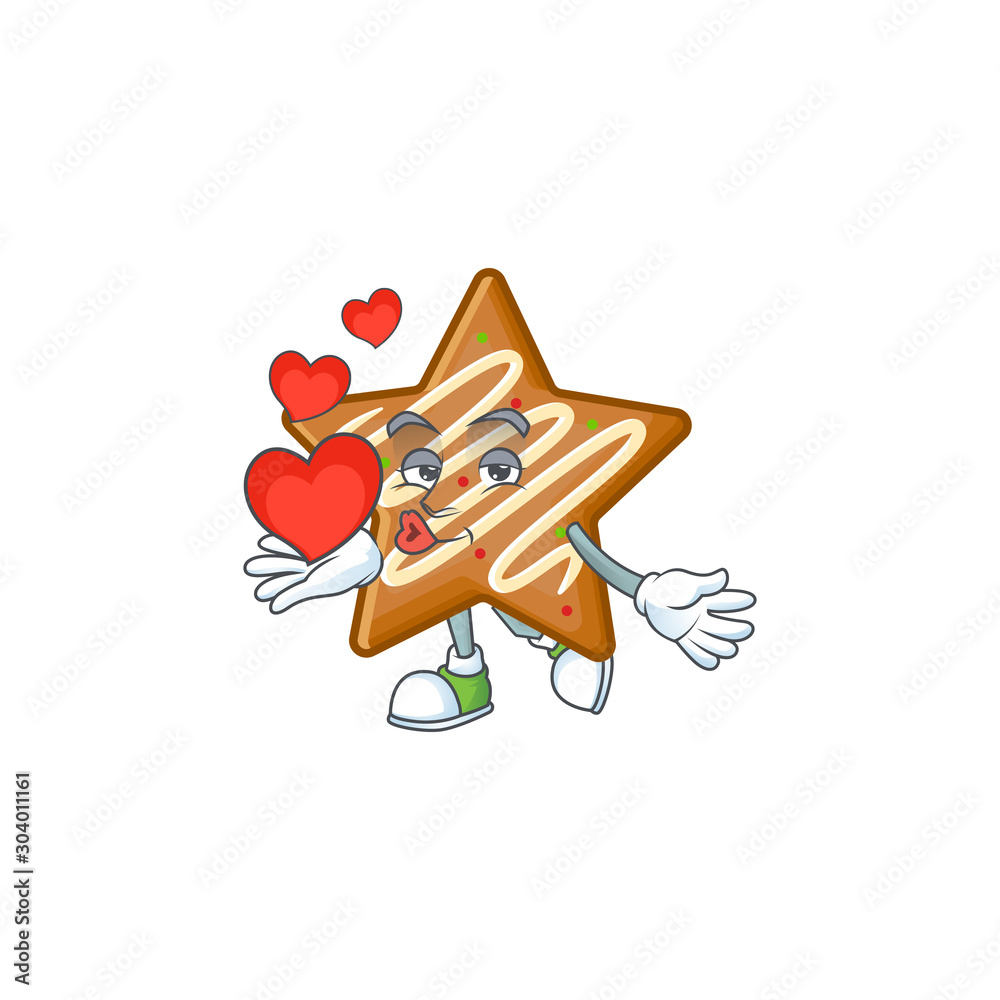 Poster Delicious star cookies with character holding heart shape