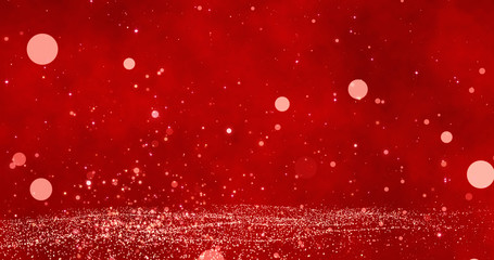 Bokeh lights on the red Merry Christmas background. 3D render - 304012395