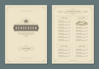 Fotobehang Restaurant menu design and label vector brochure template. © provectors