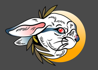 Vector portrait BUNNY, logo, character, mascot