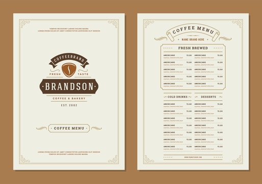 Coffee menu design brochure template vector Illustration