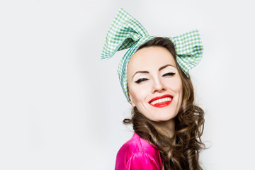 Close-up portrait of beautiful stylish woman