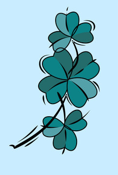 Vector image in old school style clover sprig