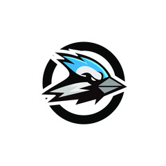 blue jay bird color head mascot logo icon designs vector illustration