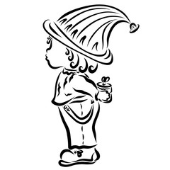 A child hides a gift behind his back