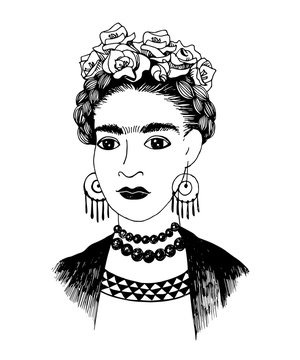 Hand sketched Frida Kahlo portrait