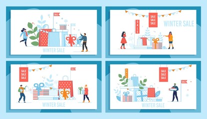 Obraz premium Winter Holidays Sale Market Promotion Poster Set