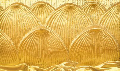 Fototapeta premium Gold yellow lotus flower leaves petal overlap seamless patterns texture on background