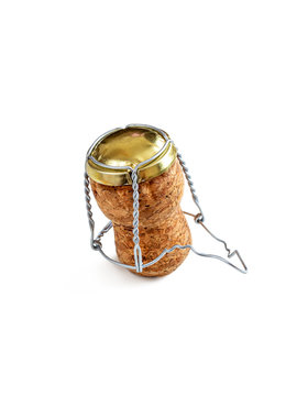 Cork from the wine, open at Christmas, on a white background