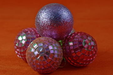 Baubles close up, colourful and bright