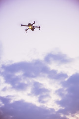 Fototapeta na wymiar Drone on Cloud Background