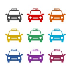 Fototapeta premium Taxi color icons set isolated on white background
