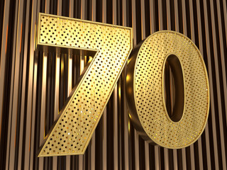number 70 (number seventy) with small holes