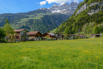 Fototapeta na wymiar Rural landscape of Engelberg in the Swiss alps