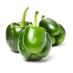 Fresh green bell pepper isolated on white background