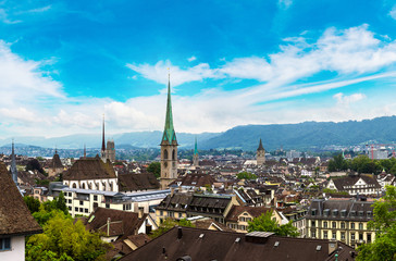 Panoramic aerial view of Zurich