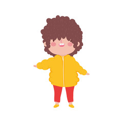 cute little boy with jacket on white background