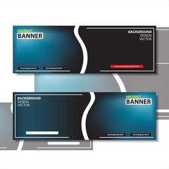 Set of vector banner background design print - black and blue