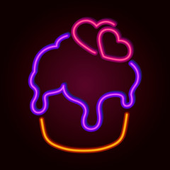 Neon sign cupcake.