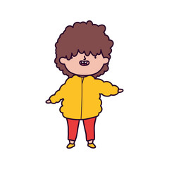 cute little boy with jacket on white background