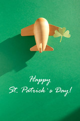 St. Patrick's day, Plane luck Shamrock on a green background