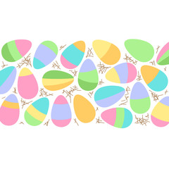 Cute Easter Eggs geometric abstract background in flat minimalism style
