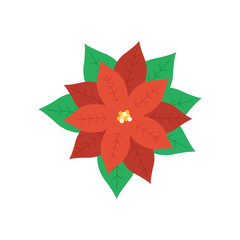 poinsettia icon in flat style isolated vector illustration on white transparent background. Christmas poinsettia icon vector