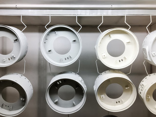 Powder coating of metal parts in factory