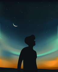 Fototapeta na wymiar silhouette of man with background