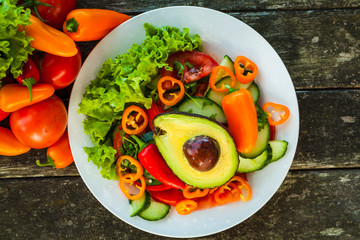Fresh Salad with Avocado.