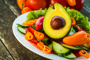 Fresh Salad with Avocado,.