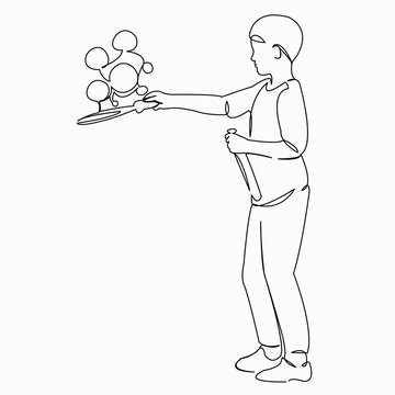 boy holding molecule, science experiment clip art preview
