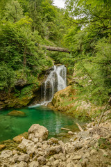 Fototapeta na wymiar waterfall sum in vintgar pass slovenia