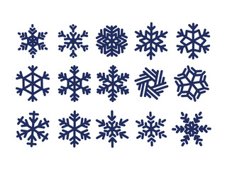 Collection of snowflakes in various shapes, Set of design materials for winter and Christmas Day