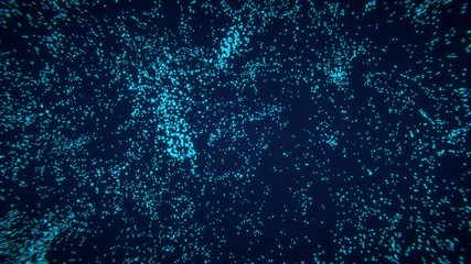 Dark abstract blue technology particle bokeh background