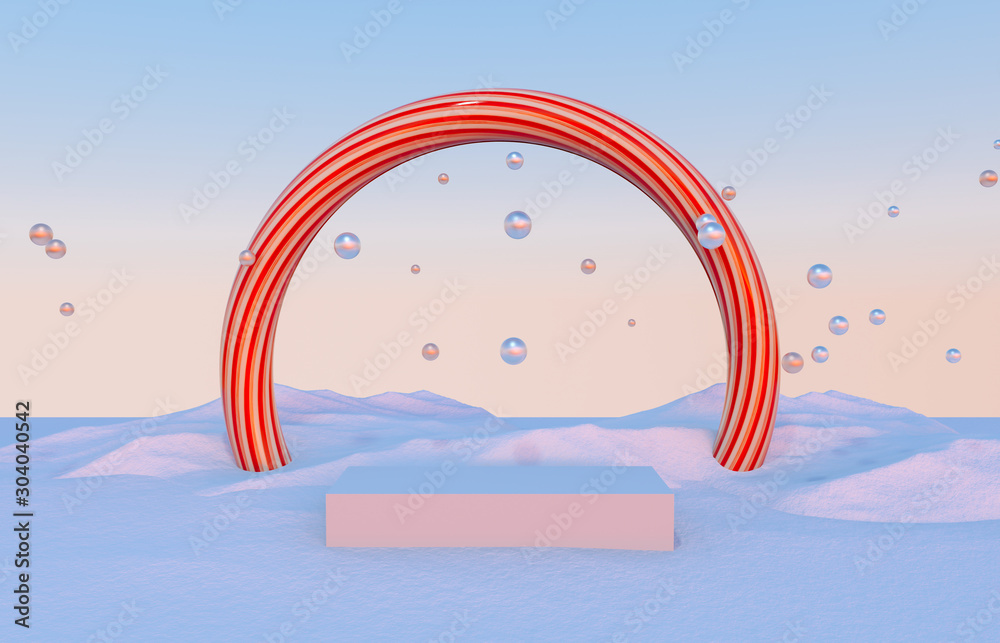 Aufkleber abstract 3d composition with geometrical forms for product display. winter christmas background.