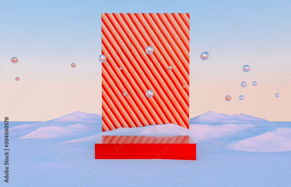 Aufkleber abstract 3d composition with geometrical forms for product display. winter christmas background.