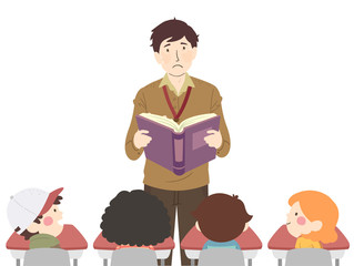 Kids Teacher Nervous Unprepared Illustration