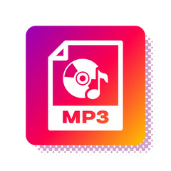 White MP3 file document. Download mp3 button icon isolated on white background. Mp3 music format sign. MP3 file symbol. Square color button. Vector Illustration - obrazy, fototapety, plakaty