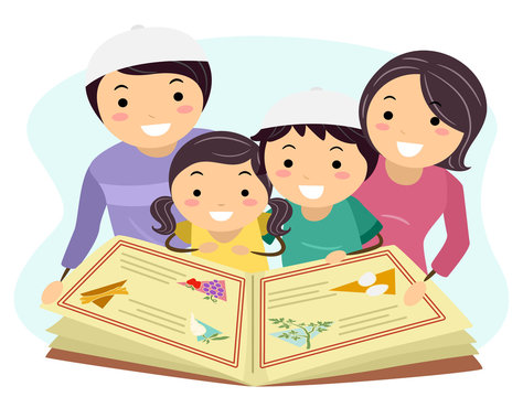 recommend clip art: Family Jewish Reading Haggadah Illustration