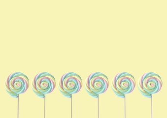 Colorful lollipop candies set on white background 3D-Rendering