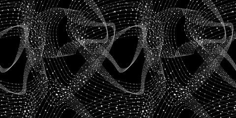 Vector Abstarct Seamless Pattern, Wireframe Connections Background, Network Concept, Technology.
